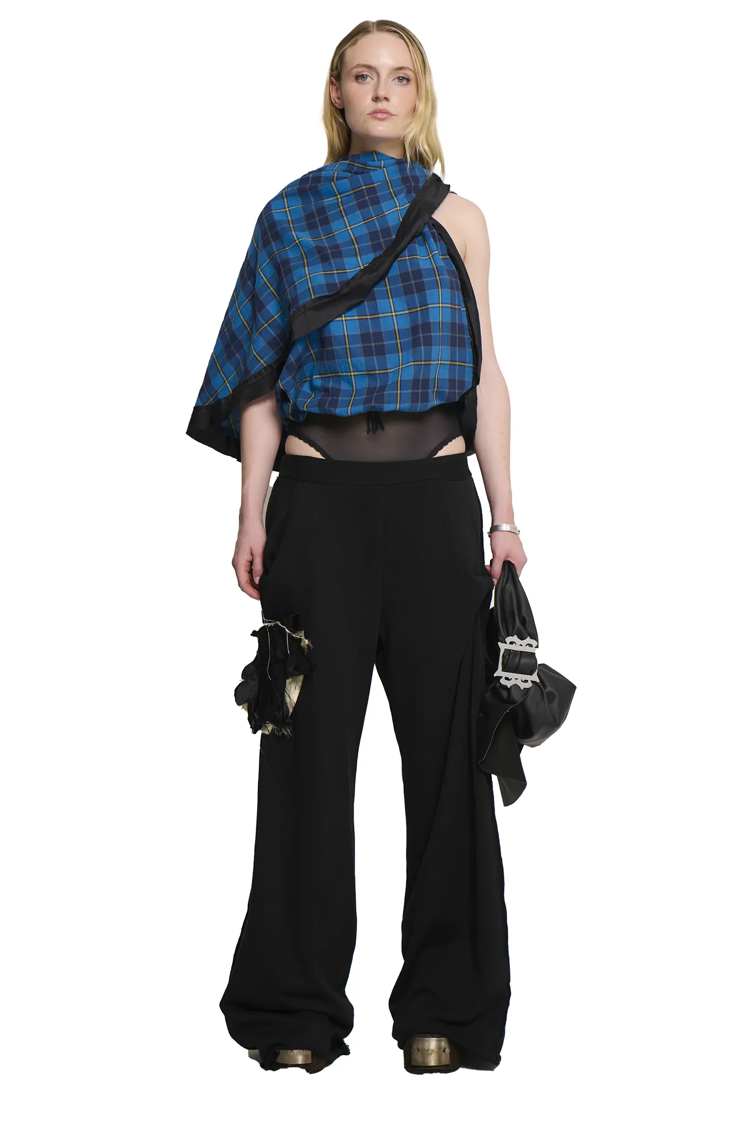 Ava Shawl Wrap - Blue Plaid