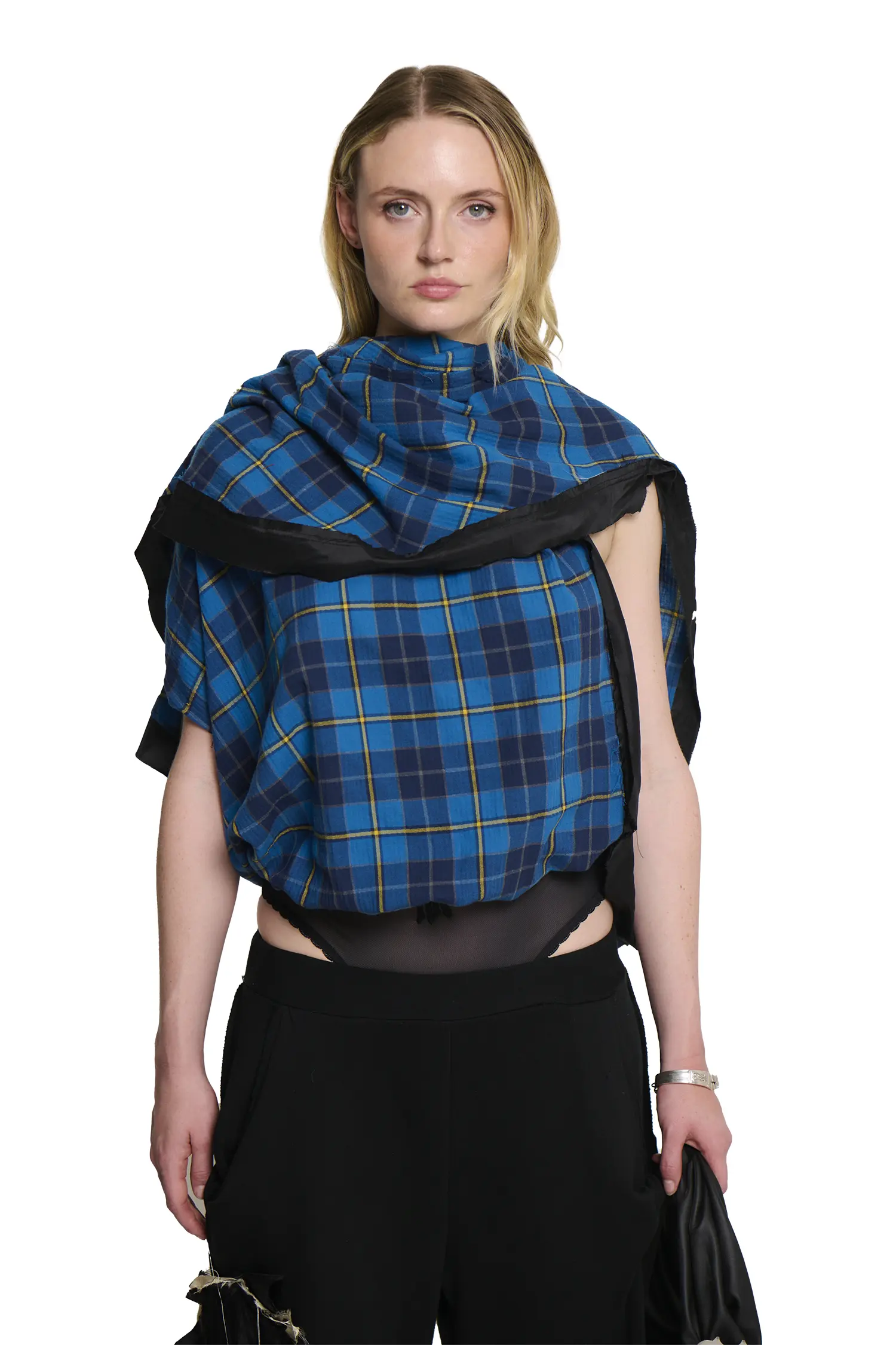 Ava Shawl Wrap - Blue Plaid - Image 2