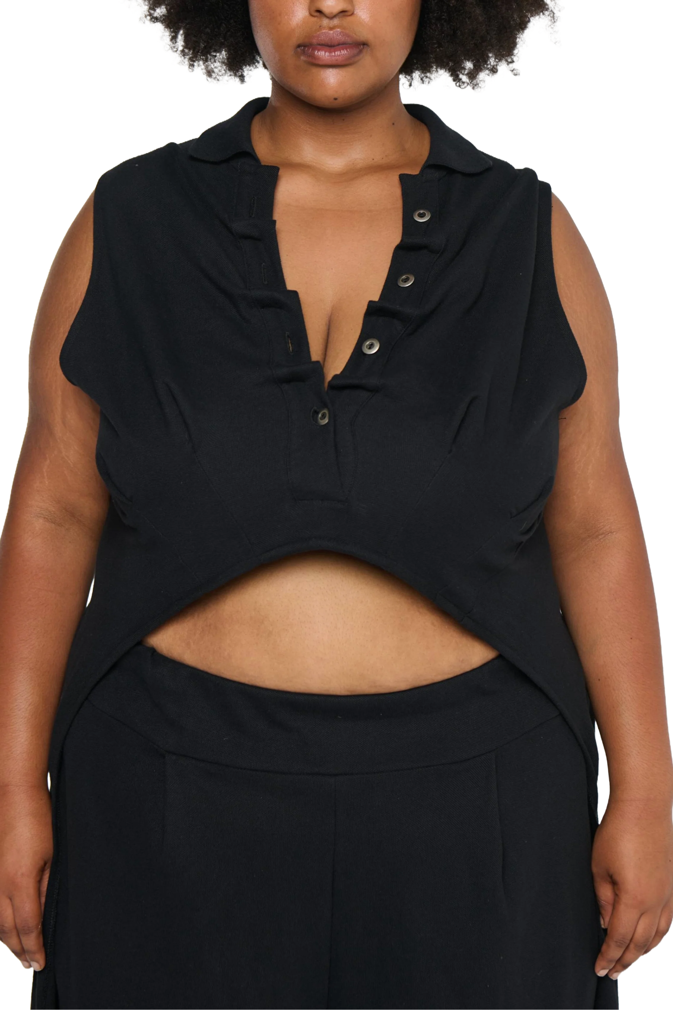 Backless Polo Shirt - Grey - Image 5