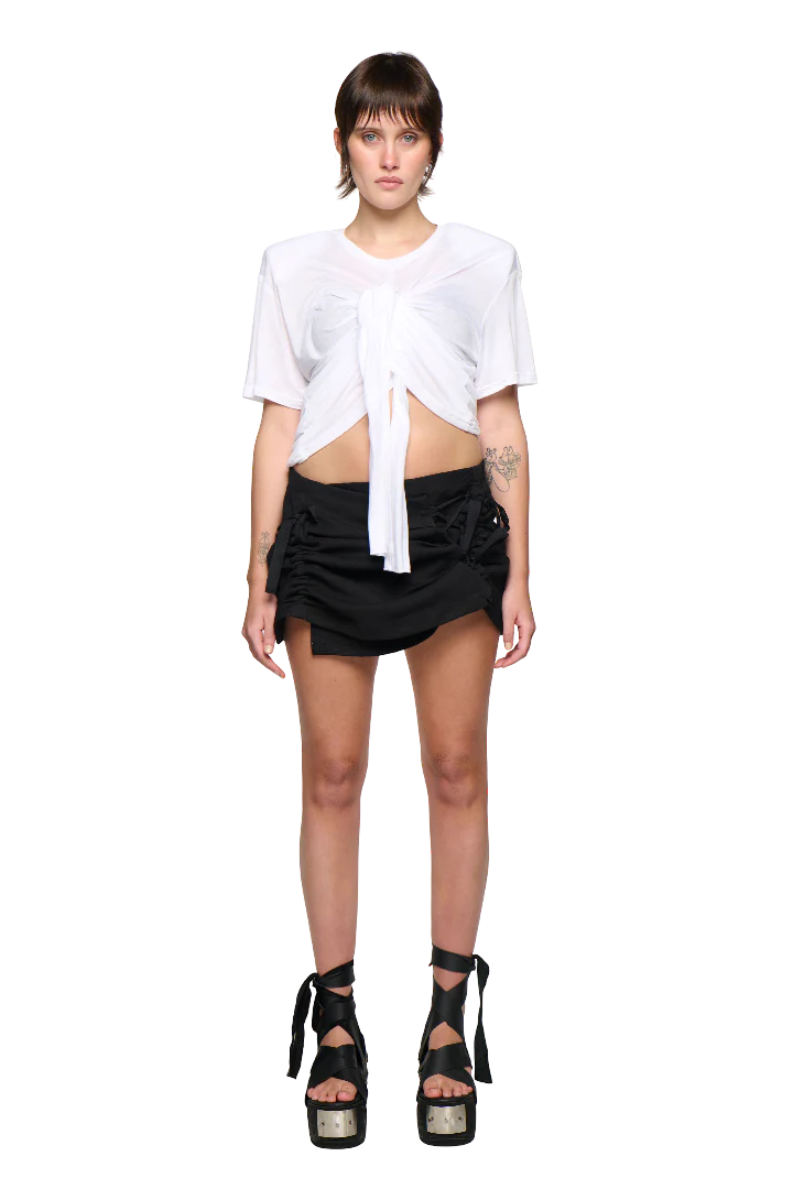 Ruched Mini Skirt - Black
