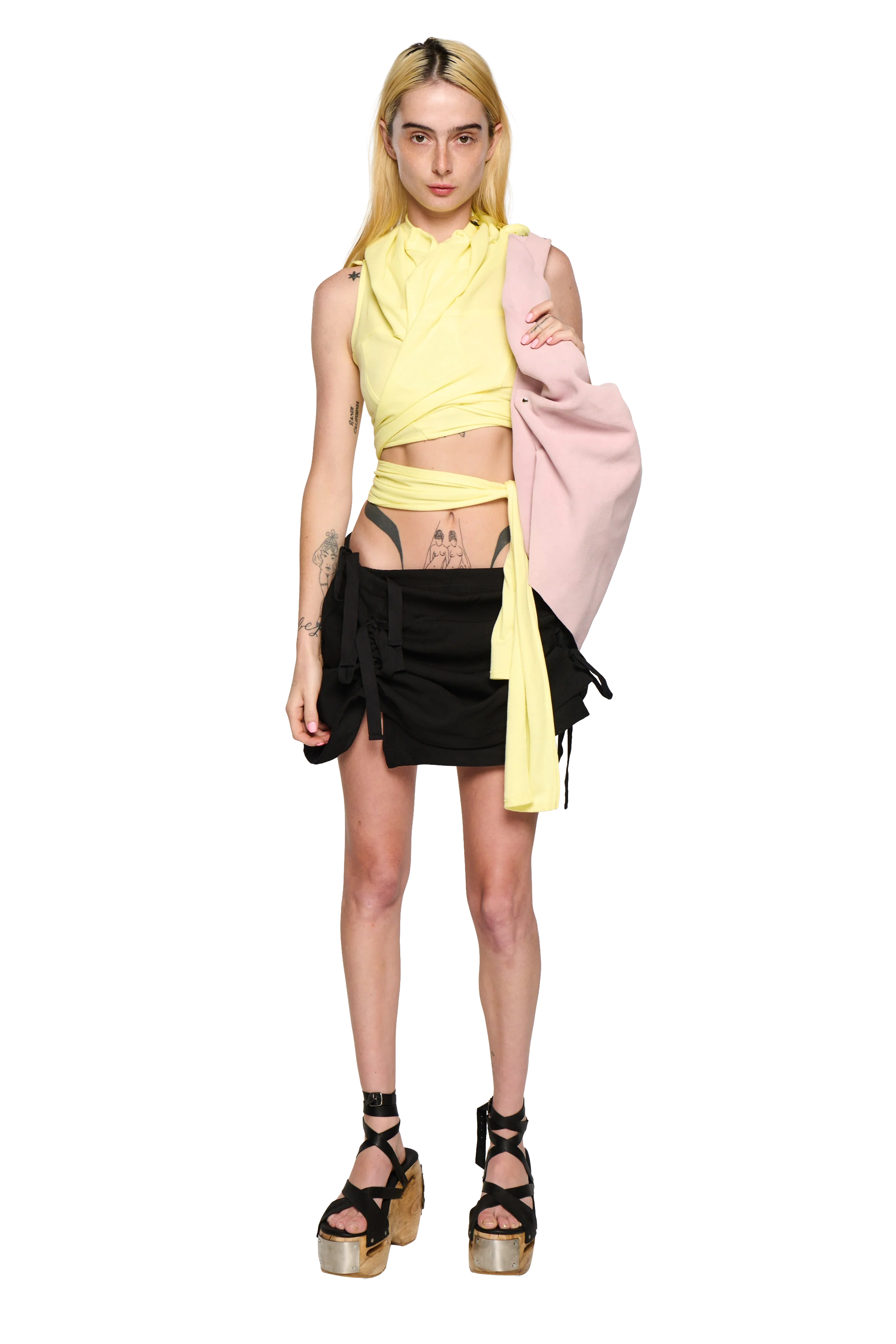 Ruched Mini Skirt - Black - Image 3
