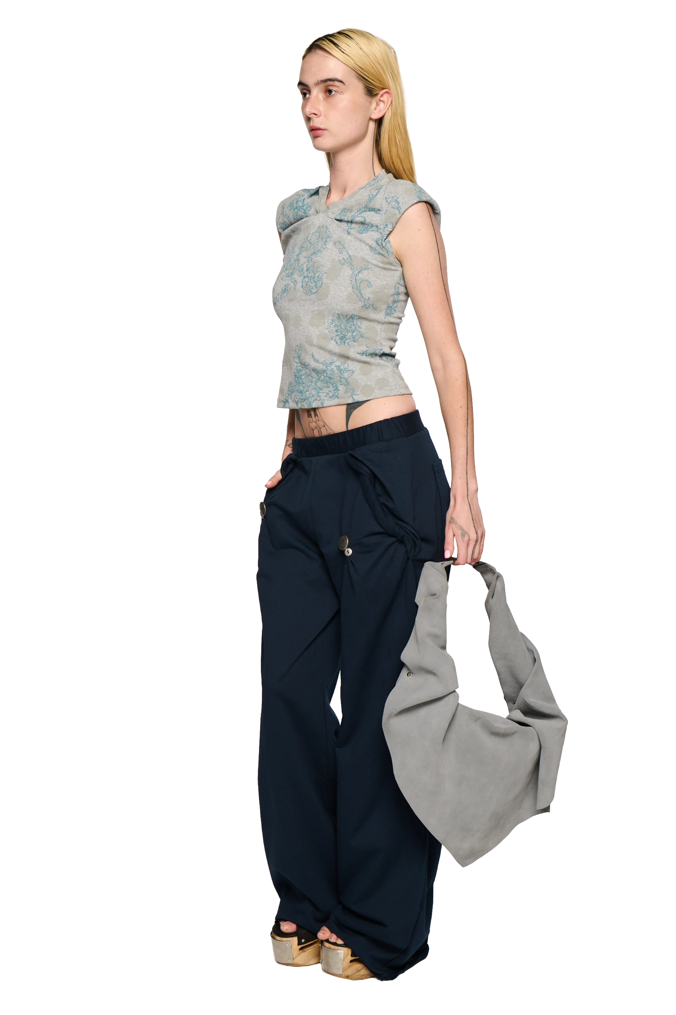 Button Twist Pant - Navy - Image 2