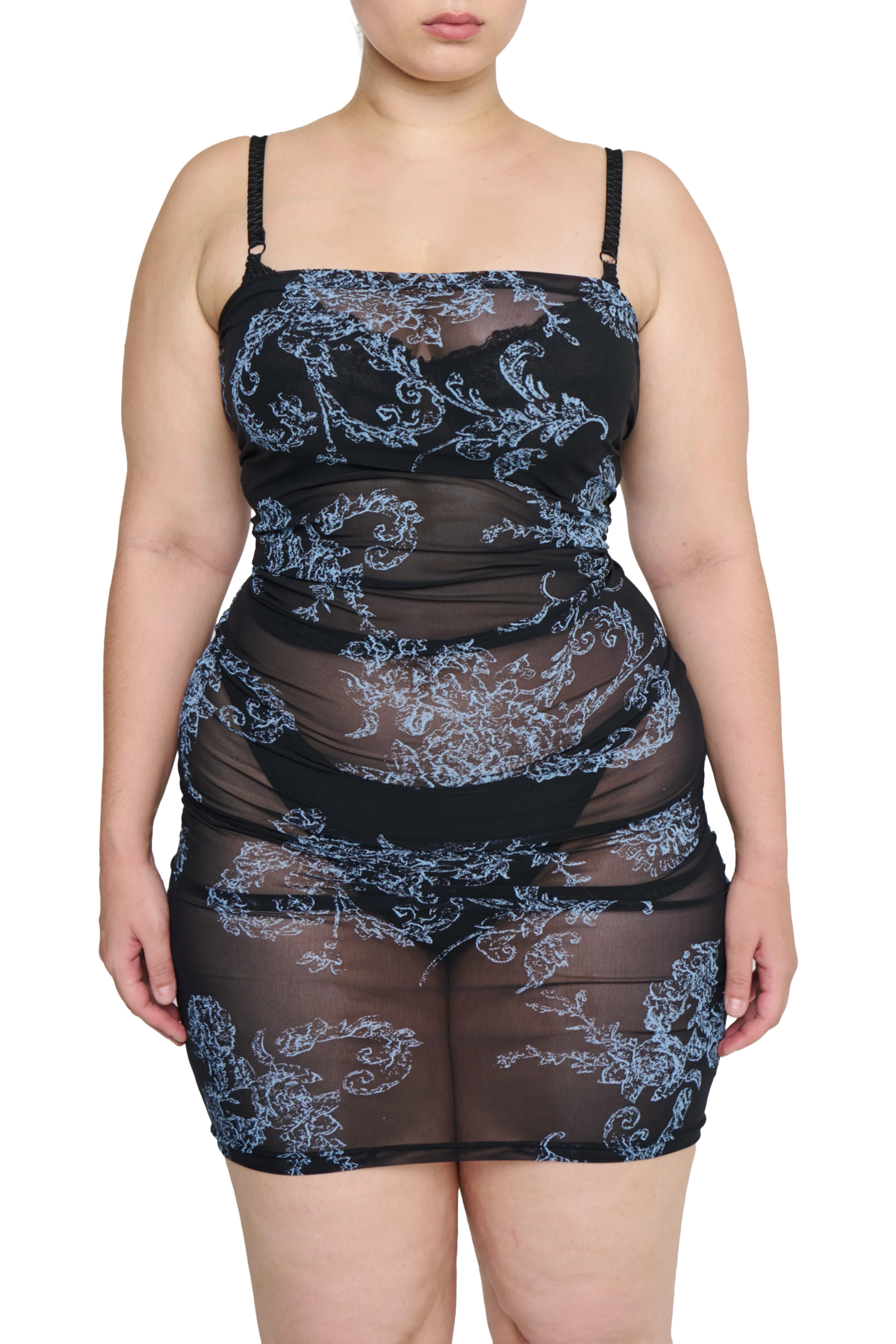 Floral Mesh Slip Dress - Image 9