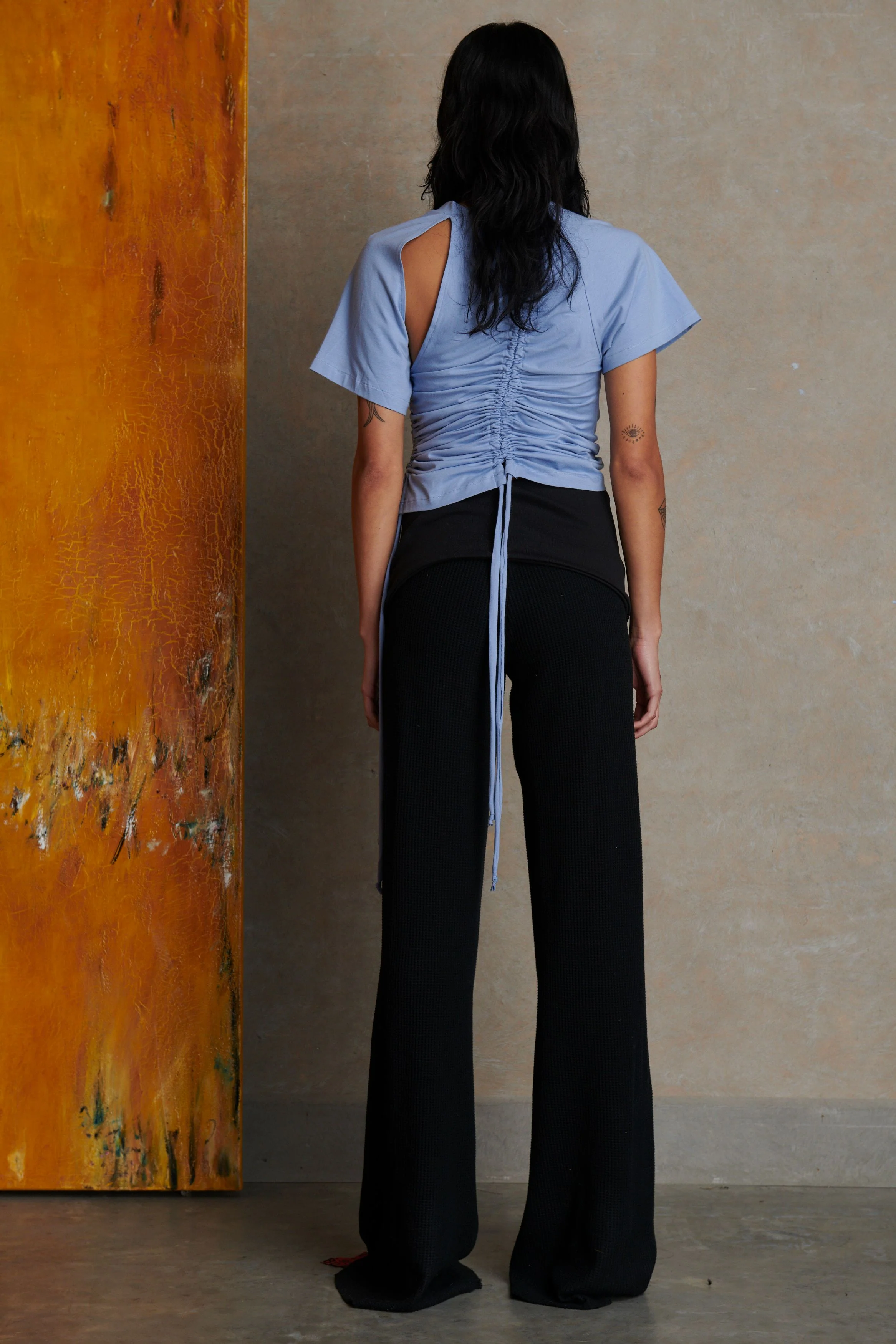 Ruched Short Sleeve - Sky Blue - Image 2