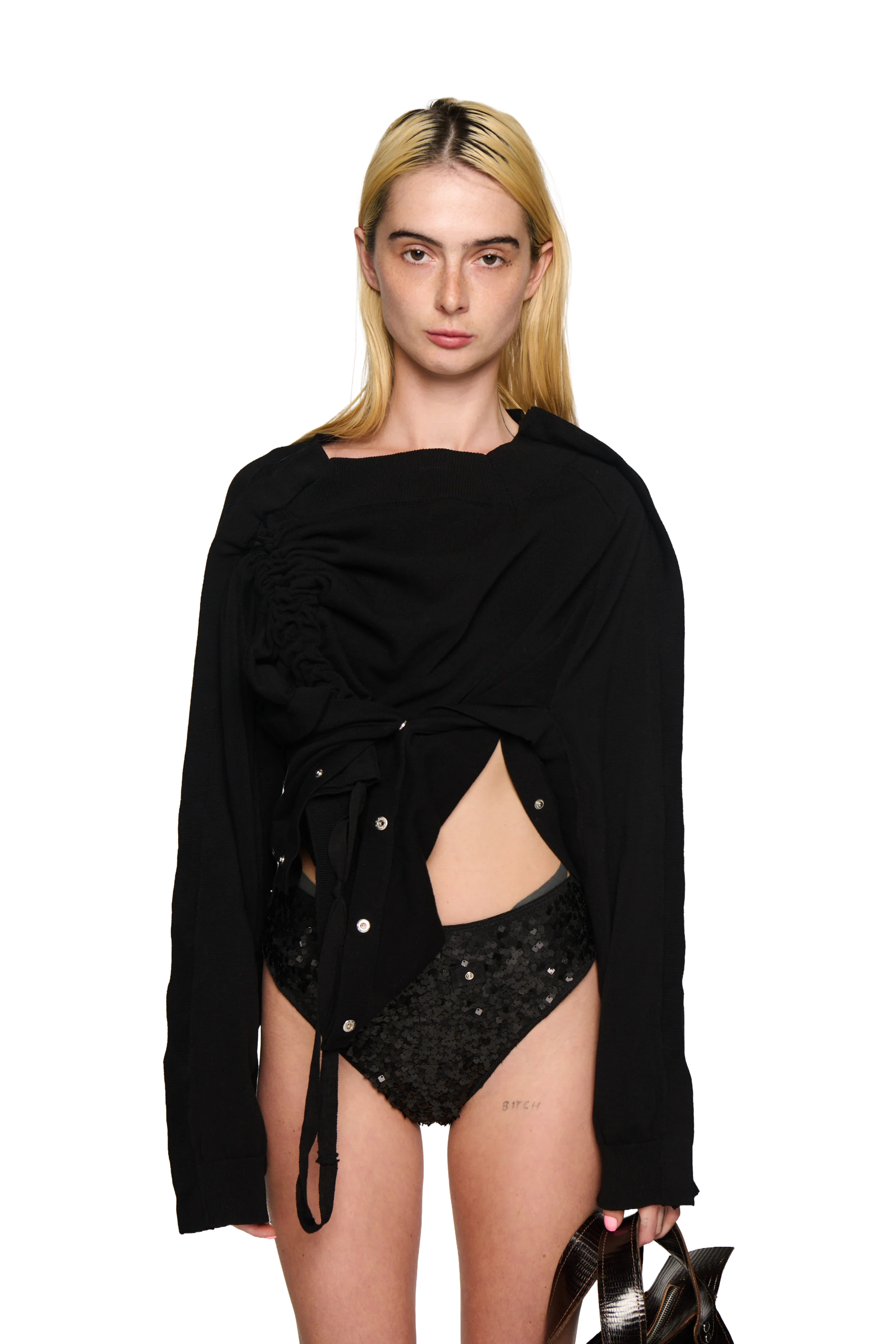 Shrug Cardigan Jumper - Black - Image 5