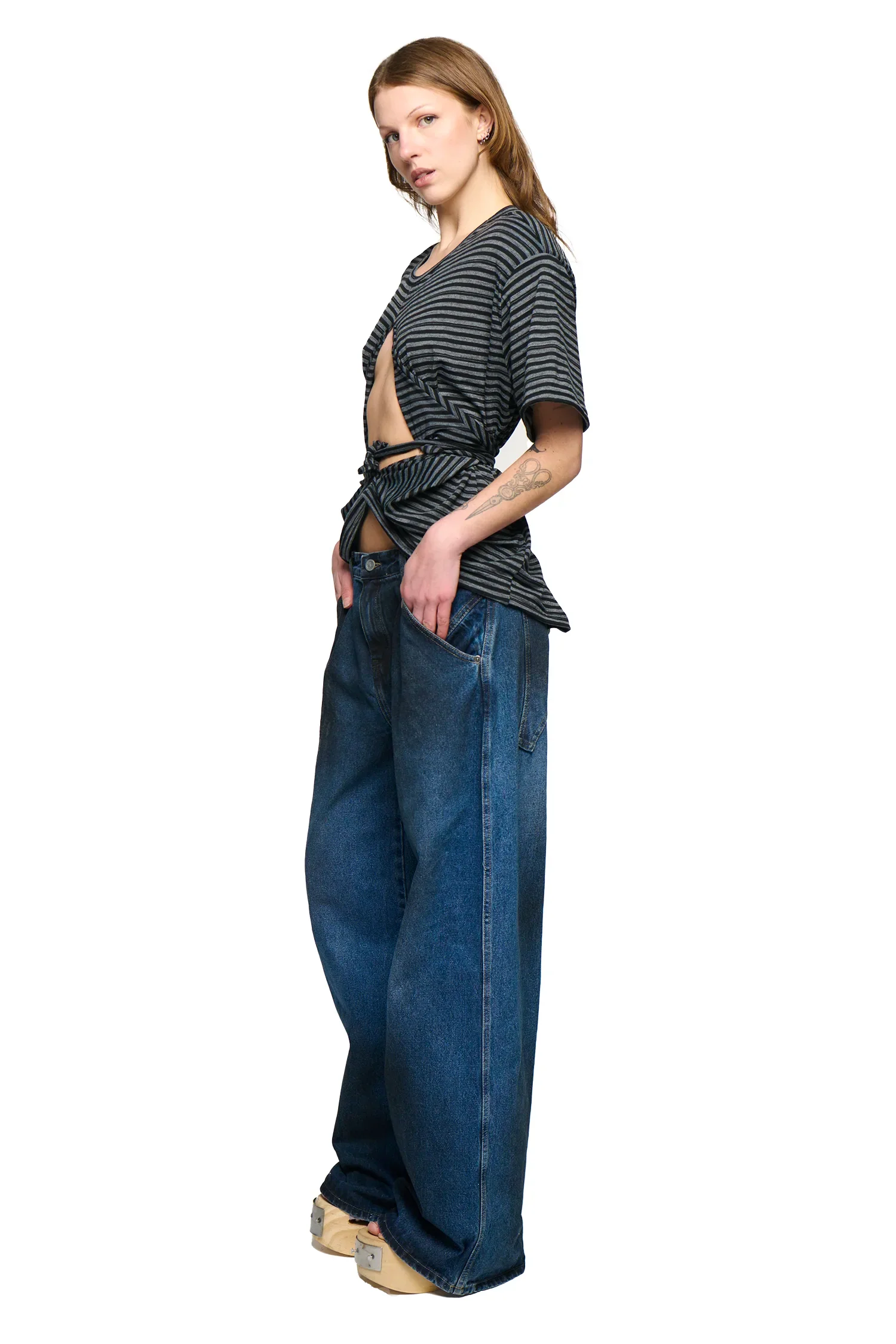 Scrunch T-Shirt - Charcoal Stripe - Image 5