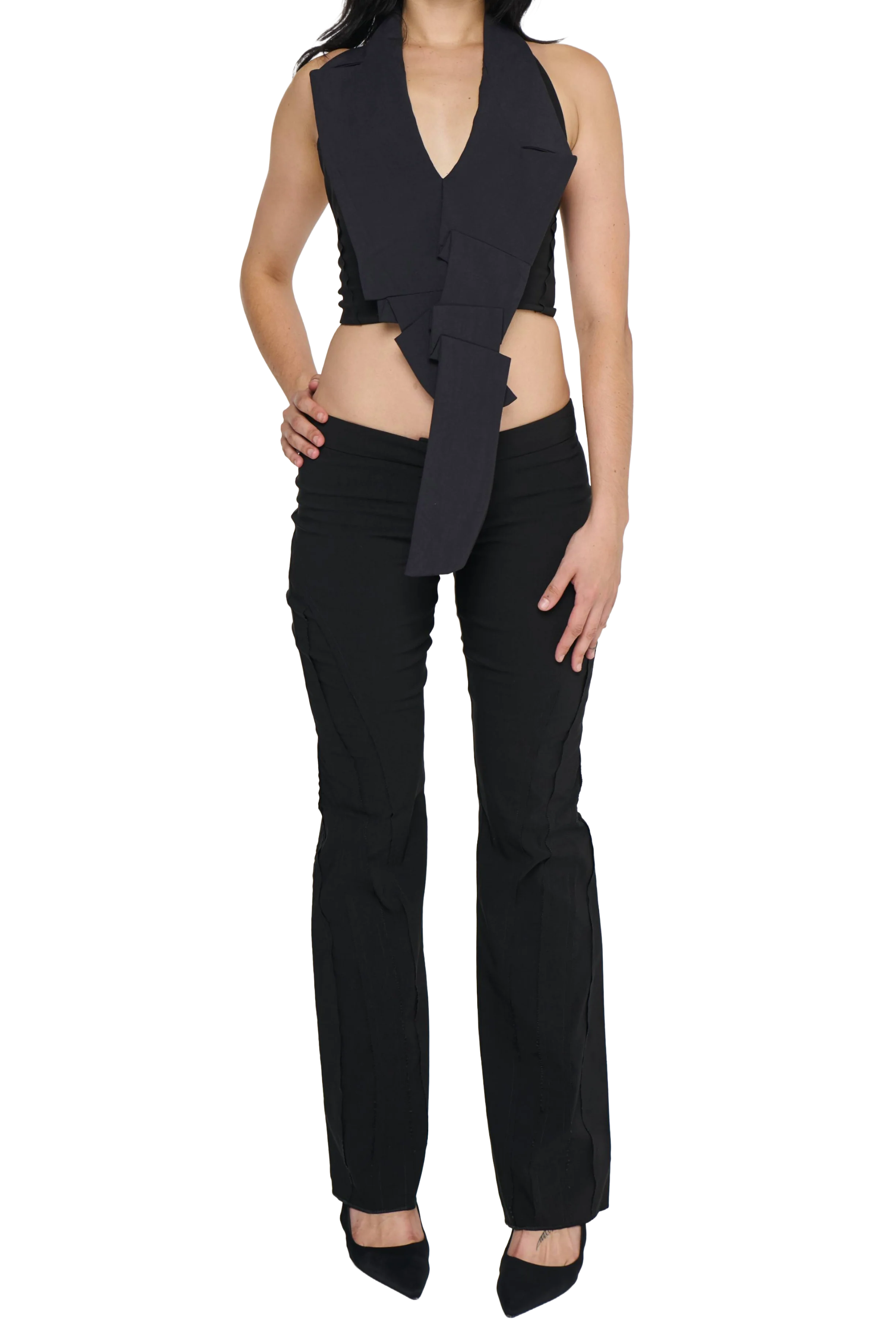 Spliced Pant Low Rise - Black - Image 4