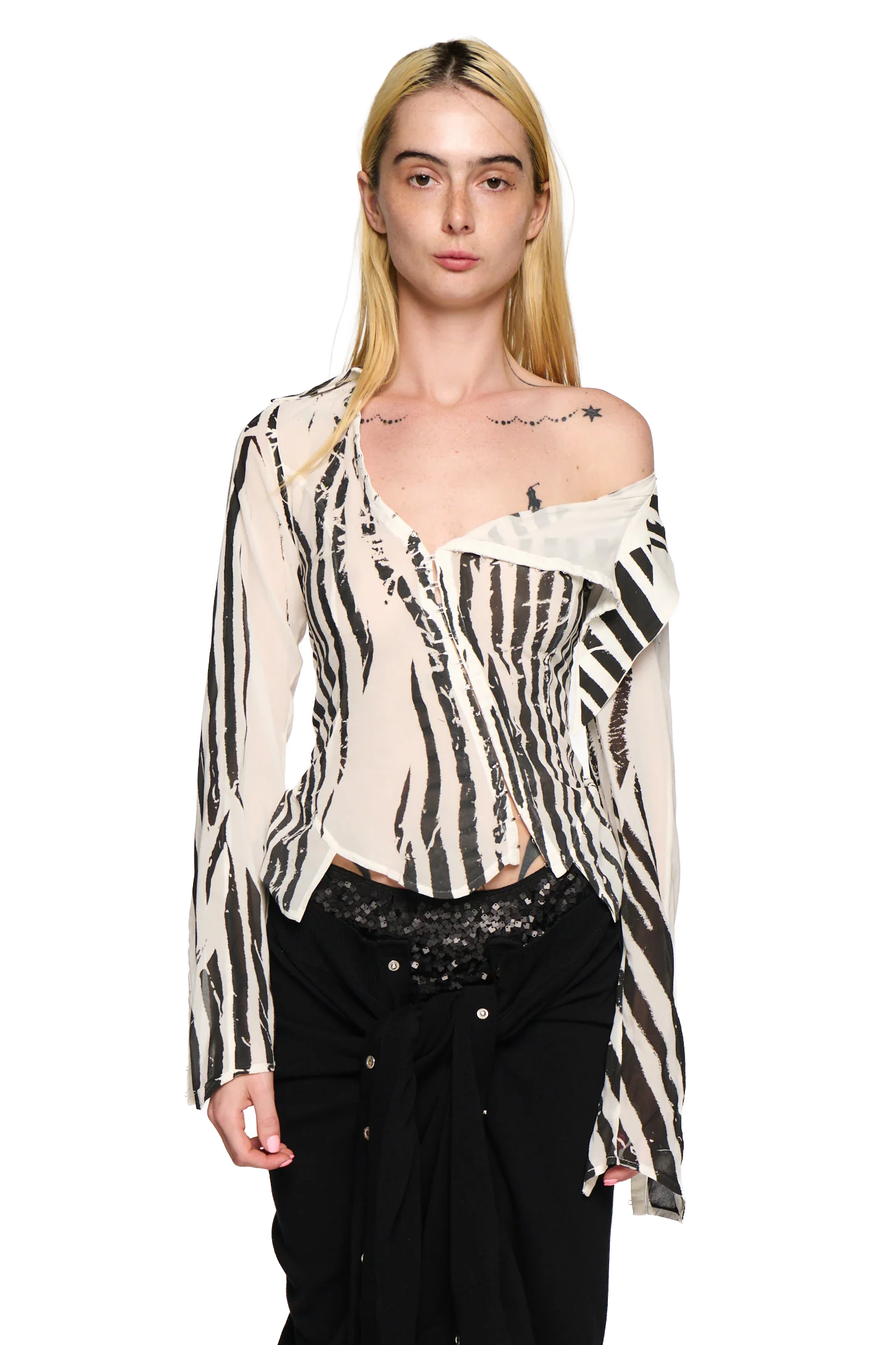 Georgette Sailor Shirt - Striped