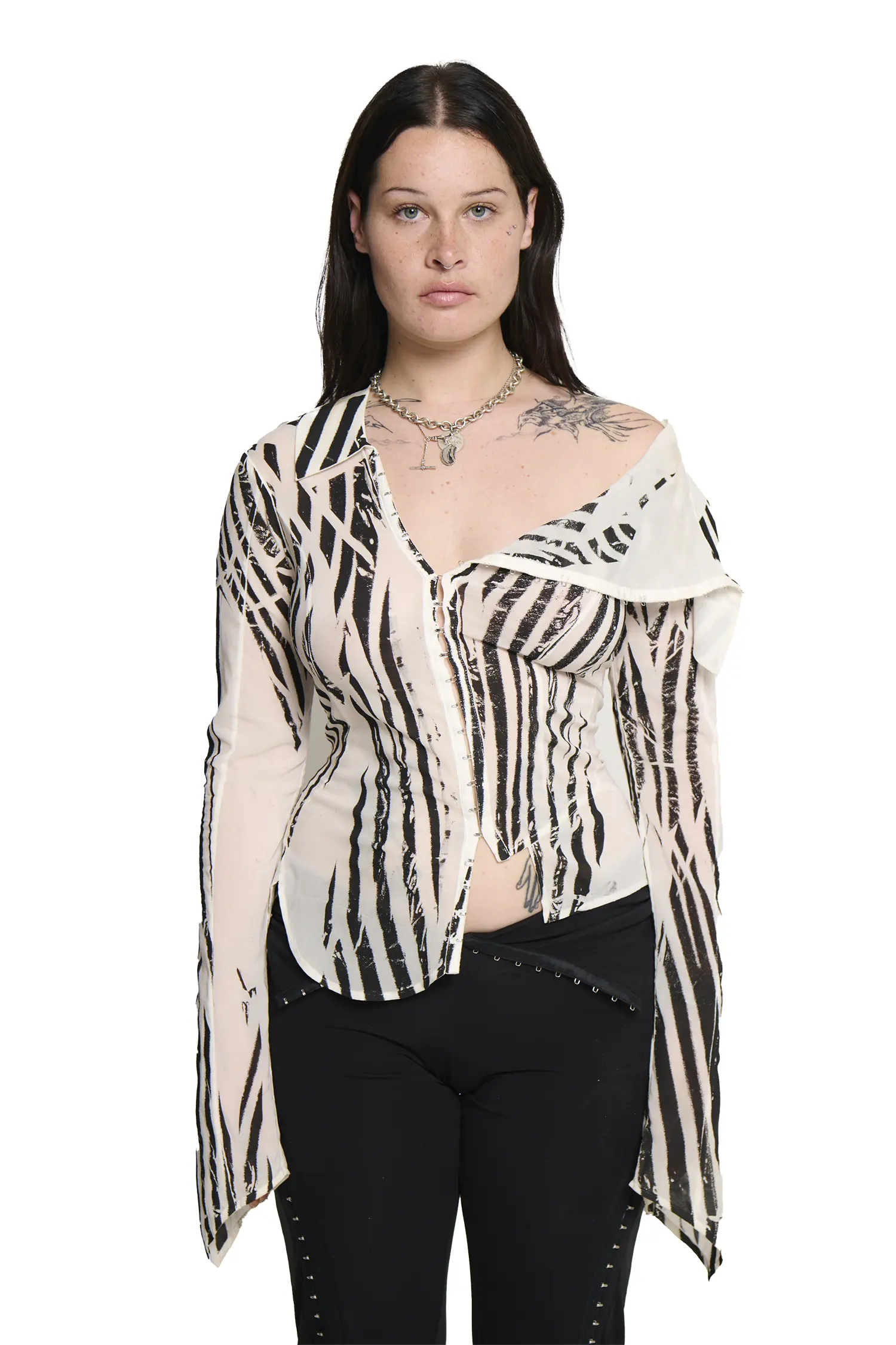Georgette Sailor Shirt - Striped - Image 4