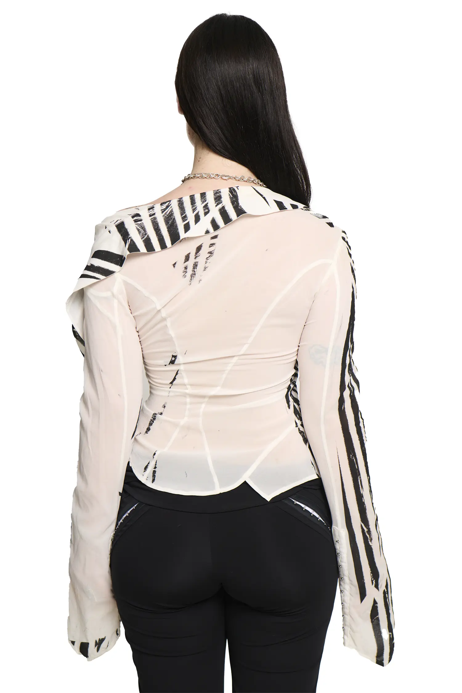 Georgette Sailor Shirt - Striped - Image 6