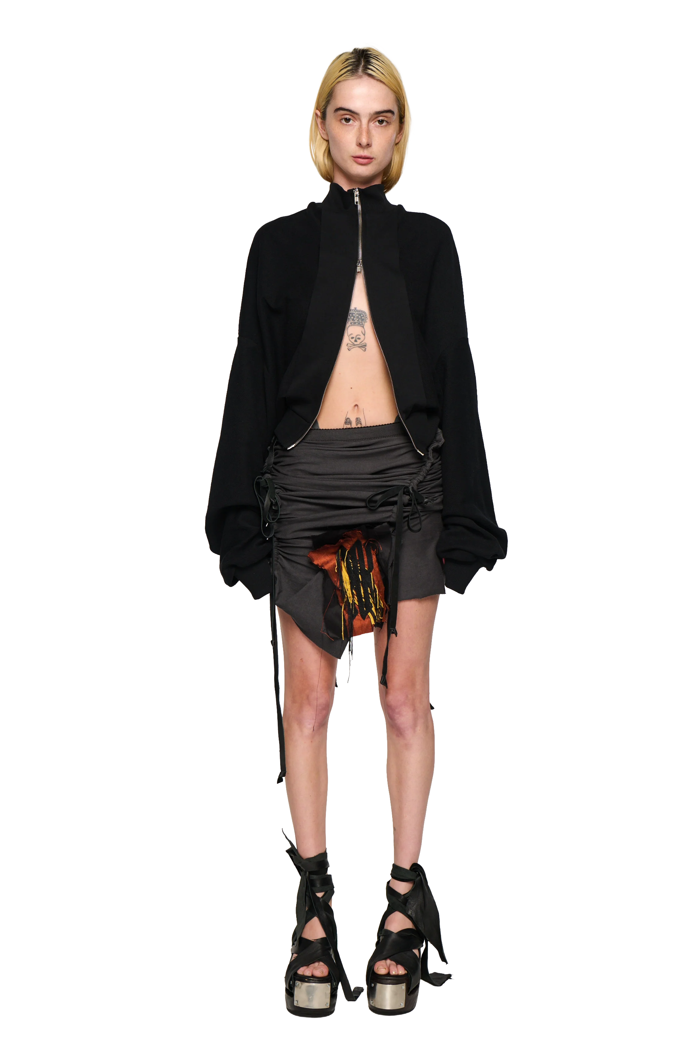 Terry Ruched Skirt - Grey - Image 5
