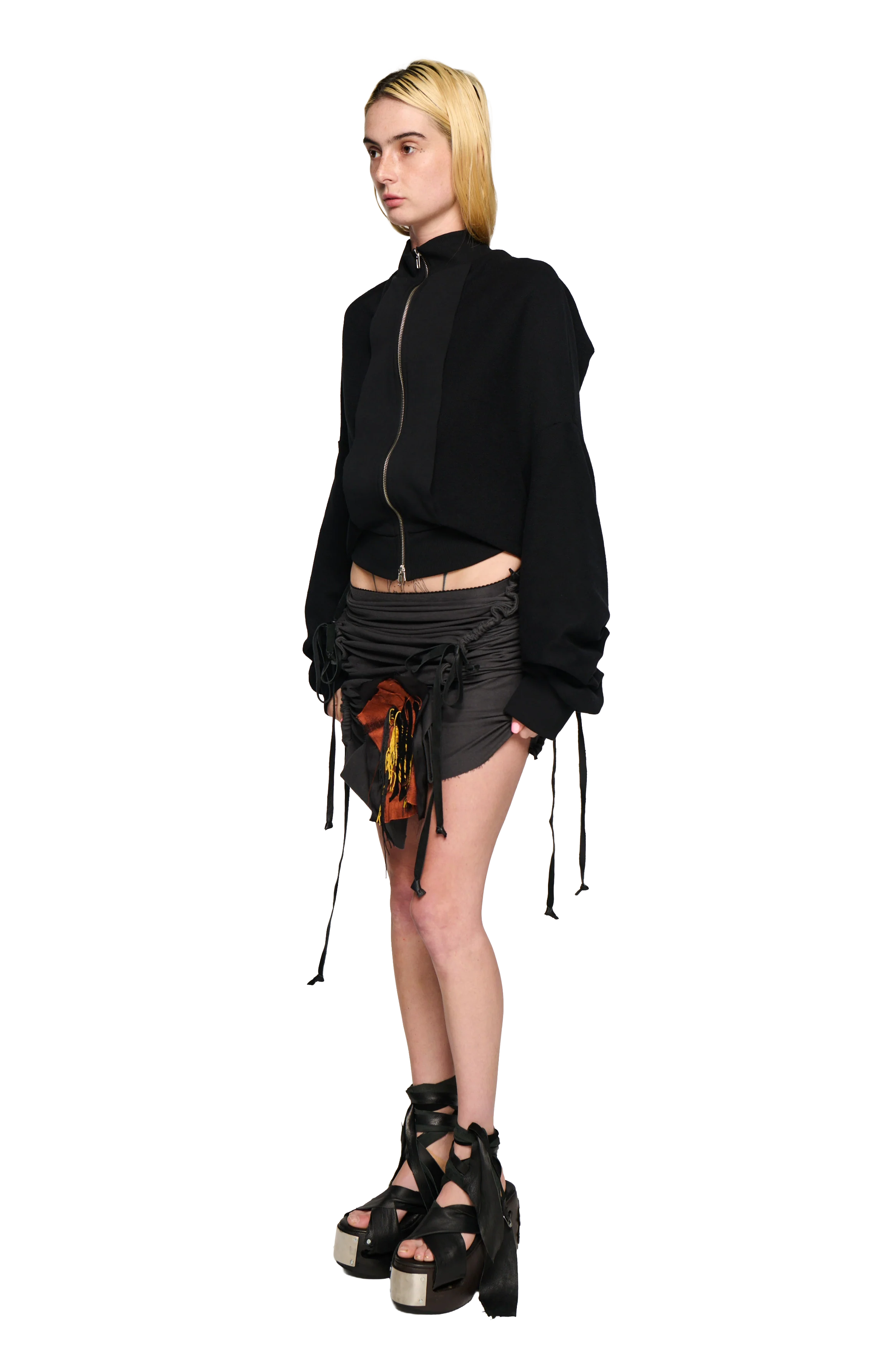 Terry Ruched Skirt - Grey - Image 6