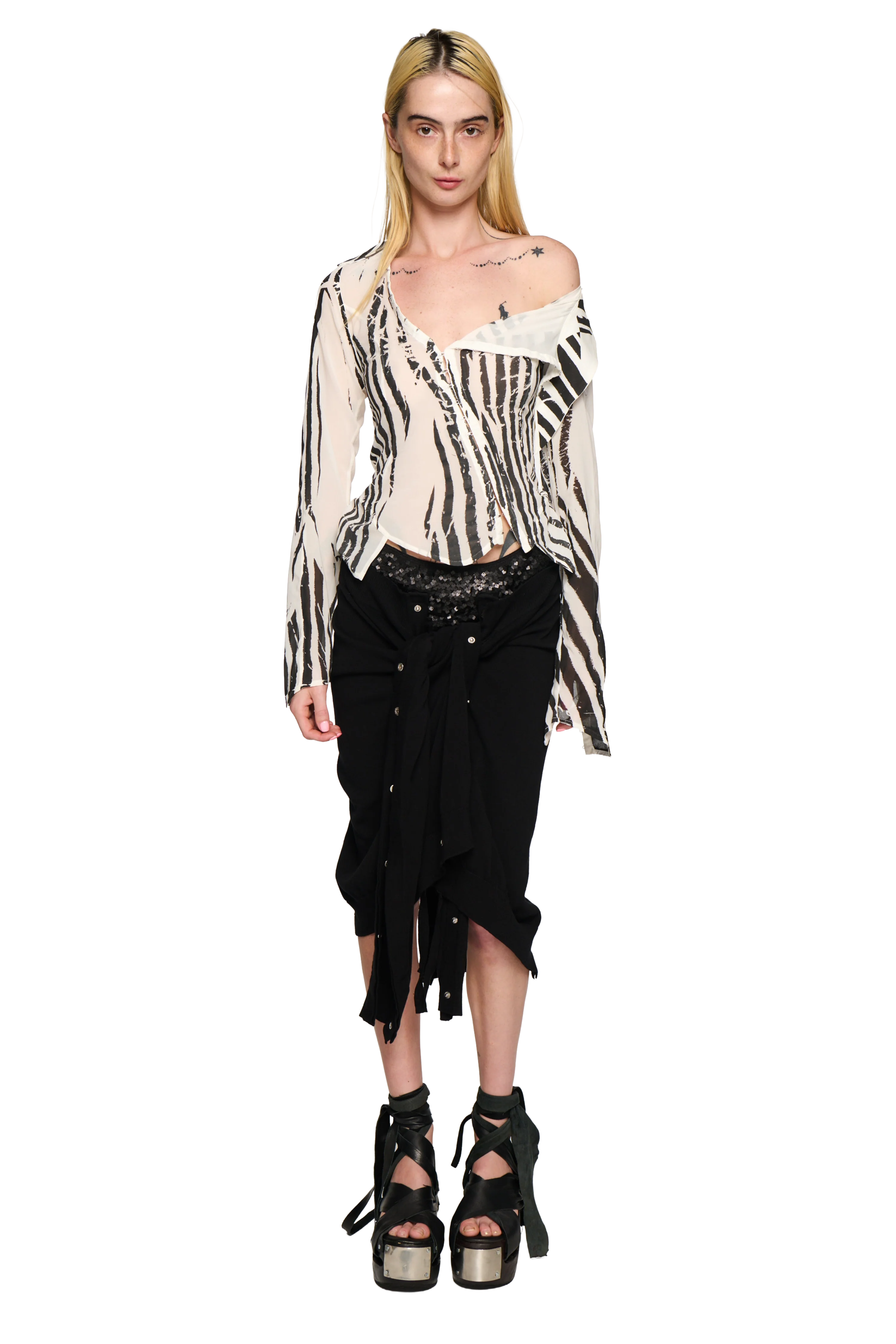 Twisted Knitted Skirt - Black - Image 2