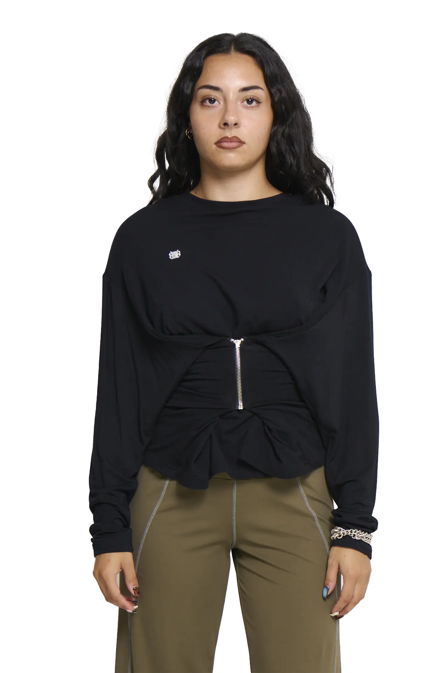 Zipper Long sleeve - Black - Image 2