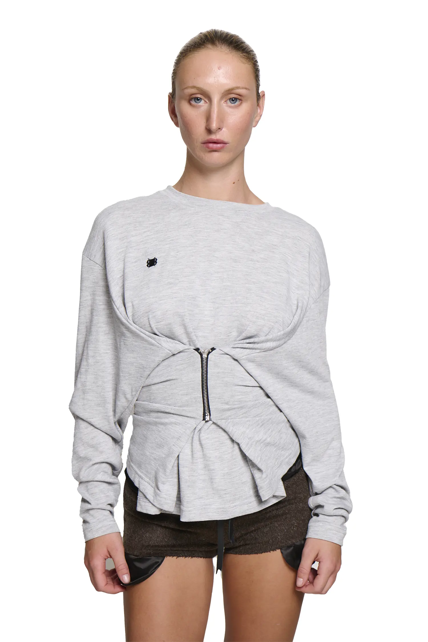 Zipper Long sleeve - Grey Marle - Image 2