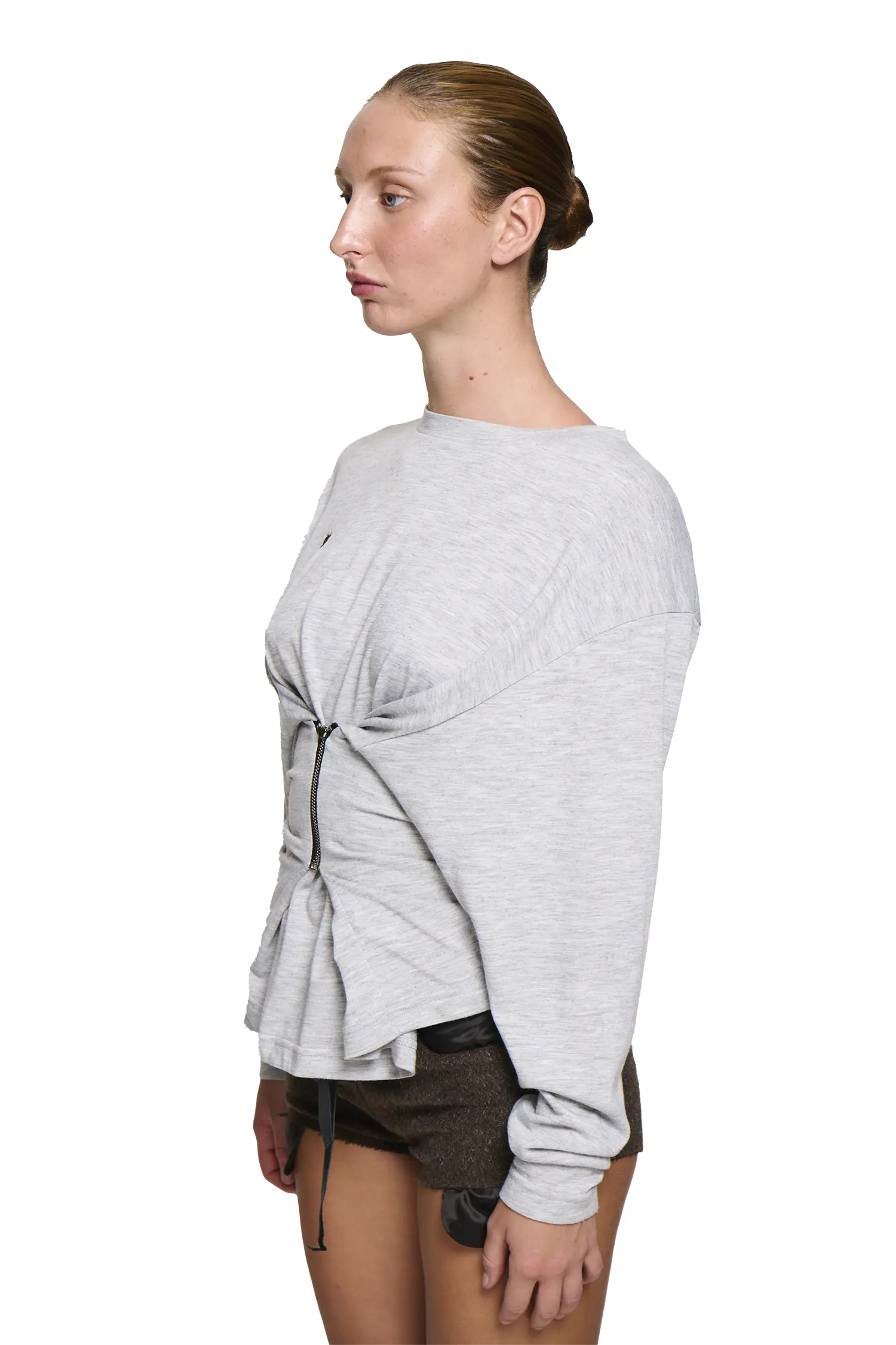 Zipper Long sleeve - Grey Marle - Image 3