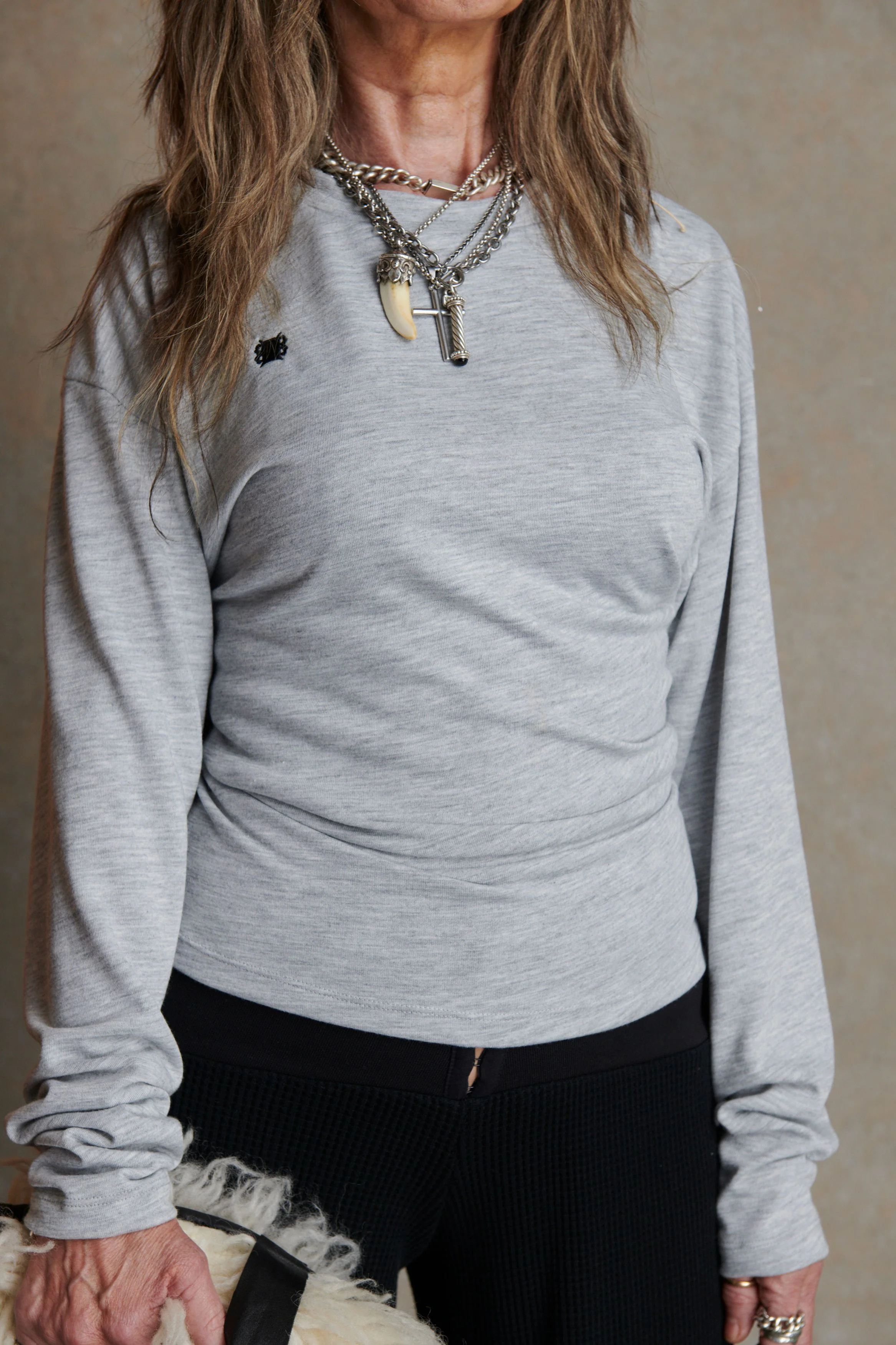 Zipper Long sleeve - Grey Marle - Image 9